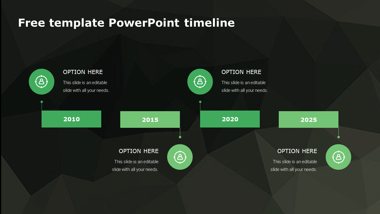 Free template PowerPoint timeline-4-green